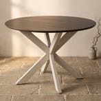 Ronde eettafel Madison Bruin Poot Zand Mangohout 110 cm, Ophalen of Verzenden, Nieuw