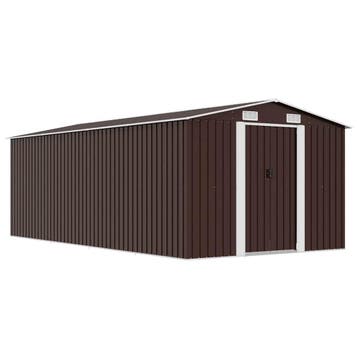 vidaXL Tuinschuur 257x489x181 cm metaal bruin, Tuin en Terras, Tuinhuizen, Verzenden, Nieuw