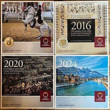 Oostenrijk. Year Set (BU) 2015/2024 (4 sets) (Zonder, Postzegels en Munten
