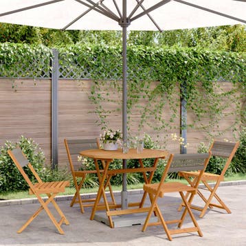 vidaXL 5-delige Tuinset polypropeen en massief hout grijs, Verzenden, Nieuw, Hardhout, Tuinset