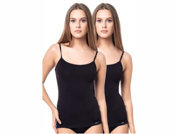 2 stuks Dames onderhemd - spaghettibandjes - Slimfit - Zwart, Verzenden