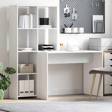 vidaXL Bureau met plank Wit 138,5 x 55 x 143 cm Bewerkt hout, Huis en Inrichting, Bureaus, Verzenden, Nieuw