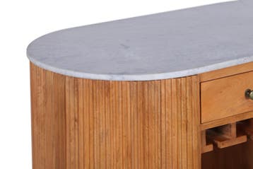 Bartafel TRES CHIC 120cm mangohout naturel met wit marmeren, Huis en Inrichting, Tafels | Eettafels, Ophalen of Verzenden, Nieuw