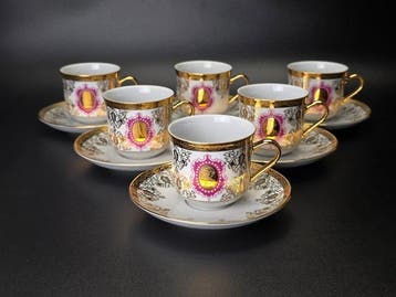 Epiag - Koffieservies voor 6 (12) - Porselein, Goud