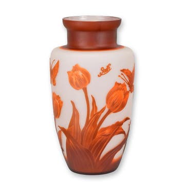 A CAMEO GLASS VASE TULIP (Beeldjes - Decoratie, Interieur), Verzenden, Nieuw