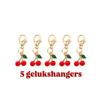 5 gelukshangers - kersen - cherry - kers -- liefde - goud..., Sieraden, Tassen en Uiterlijk, Bedels, Ophalen of Verzenden, Nieuw