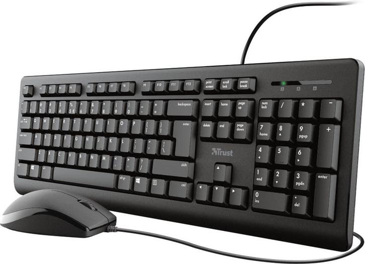Trust Primo Toetsenbord & Muis set - QWERTY Zwart, Computers en Software, Toetsenborden, Verzenden