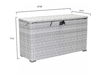 Kussenbox klein 126x47xH71 cm wit grijs, Ophalen of Verzenden, Nieuw, Wicker