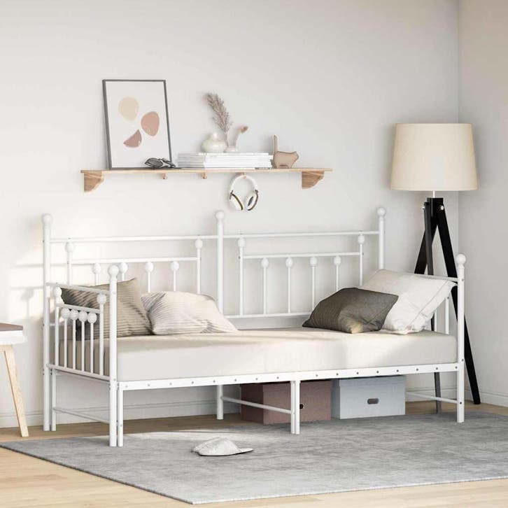 vidaXL Bedframe voor een daybed Wit 80 x 200 cm Staal, Huis en Inrichting, Slaapkamer | Bedden, Wit, Nieuw, Metaal, Verzenden