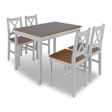 VidaXL eethoekset, 5 delig, bruin en wit, Ophalen, Nieuw