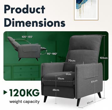 Fauteuil met armleuning - Relaxfauteuil - Relaxstoel - Grijs, Huis en Inrichting, Verzenden, Zo goed als nieuw