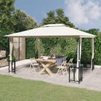 vidaXL Prieel met zijwanden en dubbel dak 3x4 m crèmekleurig, Tuin en Terras, Verzenden, Nieuw