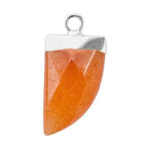 1 x Natuursteen hangers tand Living coral red-silver, Ophalen of Verzenden, Nieuw, Bedel