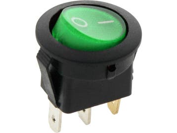 Schakelaar - groen - 12 volt - 20A - verlicht rond - 3 pins, Hobby en Vrije tijd, Elektronica-componenten, Ophalen of Verzenden