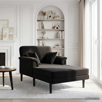 vidaXL Chaise longue Zwart fluweel, Verzenden, Nieuw
