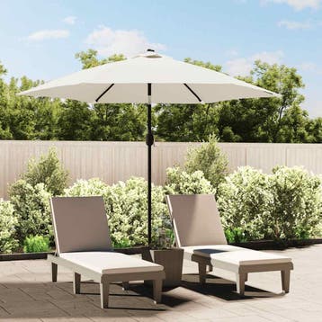 vidaXL Parasol met stalen paal 3 m zandwit, Tuin en Terras, Verzenden, Nieuw, 2 tot 3 meter