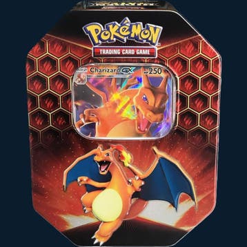 Pokémon Sun & Moon Hidden Fates Charizard GX tin, Ophalen of Verzenden, Nieuw, Overige typen, Foil