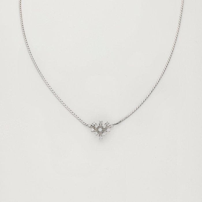Halsketting - 18 karaat Witgoud Diamant (Natuurlijk), Sieraden, Tassen en Uiterlijk, Kettingen