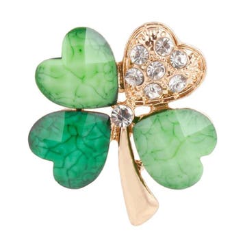 Fako Bijoux - Broche - Klavertje Vier - Groen - Kristal -, Verzenden, Nieuw