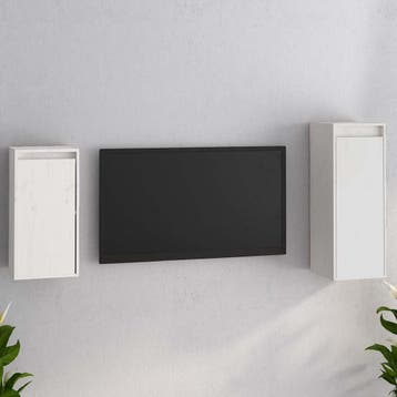 vidaXL Tv-meubelen 2 st massief grenenhout wit, Huis en Inrichting, Minder dan 50 cm, Verzenden, Nieuw, Minder dan 100 cm