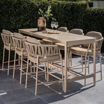 Calma high dining tuinset 7 delig latte aluminium rope, Ophalen of Verzenden, Nieuw