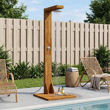 vidaXL Buitendouche 210,5 cm Massief acaciahout en roestvrij, Verzenden, Nieuw