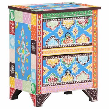 vidaXL Nachtkastje handgeschilderd 40x30x50 cm massief, Minder dan 45 cm, Verzenden, Nieuw, Minder dan 55 cm