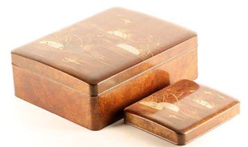 A set of Japanese antique Bunko and Suzuribako - Doos - Een