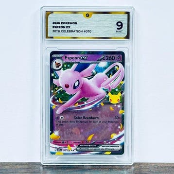 Pokémon Graded card - Espeon ex 070- 30th Anniversary –, Hobby en Vrije tijd, Nieuw