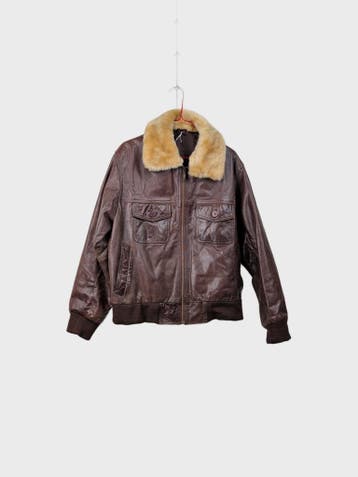 Unbranded Leather Jacket Heren maat L Bruin Vintage, Ophalen of Verzenden, Nieuw