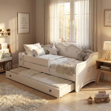 Peuterbed Wit Grijs | Met Hekje | Beste Prijs, Nieuw, 70 tot 85 cm, Ophalen of Verzenden, Matras