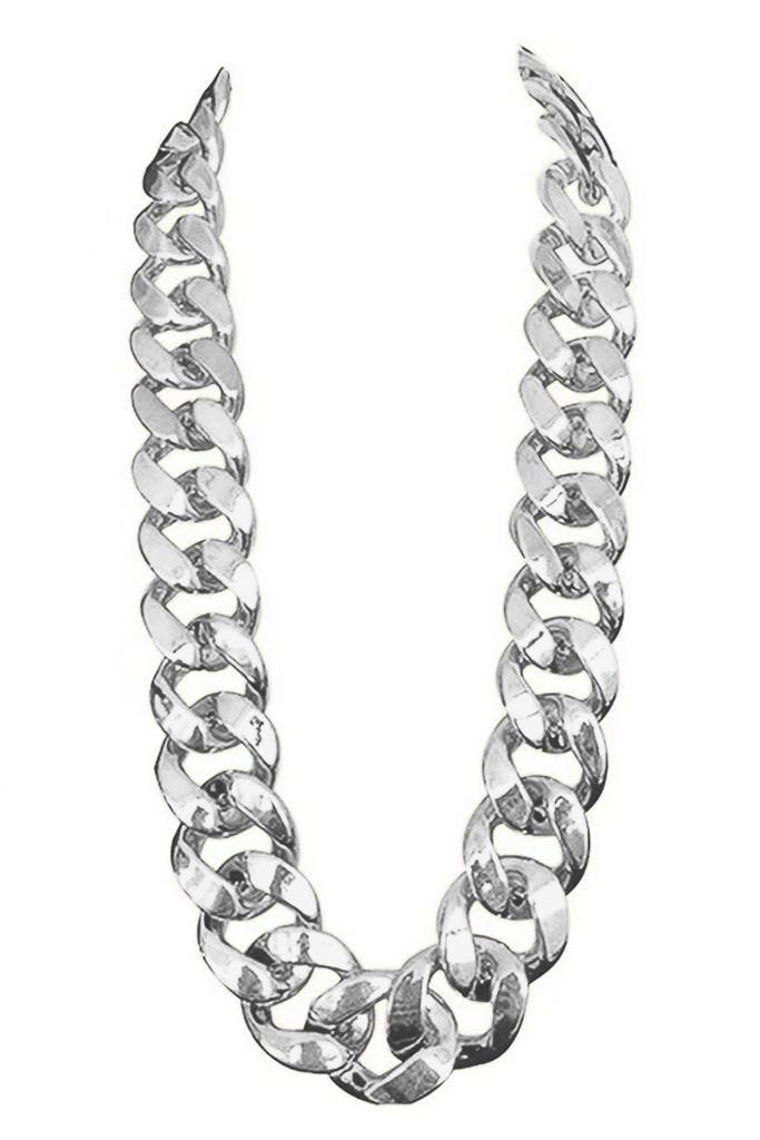 KIMU® Dikke Lange Zilveren Ketting 35mm Kunststof Schakelket, Sieraden, Tassen en Uiterlijk, Kettingen, Zilver, Nieuw, Verstelbaar
