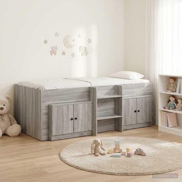 vidaXL Loft Bed Frame met Kast 3 st Grijs Sonoma Bewerkt, Verzenden, Nieuw, Grijs, Hout