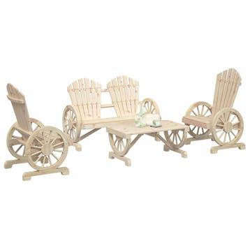 vidaXL 4-delige Loungeset massief vurenhout, Verzenden, Nieuw, Hout, Loungeset