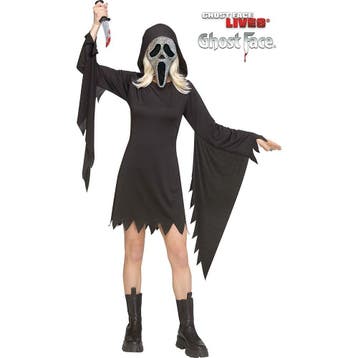 Ghost Face® Scream Kostuum Dames Met Zilveren Masker, Hobby en Vrije tijd, Feestartikelen, Verzenden, Nieuw, Feestartikel