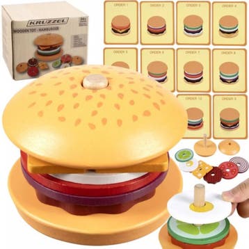 Kruzzel Houten Burger Sorteerder - Educatief Speelplezier..., Ophalen of Verzenden, Nieuw