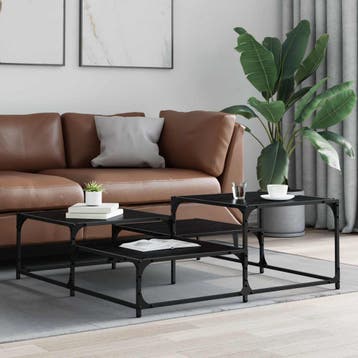 vidaXL Salontafel Zwart eiken 107 x 107 x 40 cm Bewerkt hout, Huis en Inrichting, Verzenden, Nieuw, Overige houtsoorten, 100 tot 150 cm