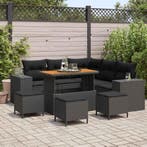 vidaXL Tuin Sofa Set met kussen 9 pcs Zwart poly rattan, Verzenden, Nieuw, Meer dan 8 zitplaatsen