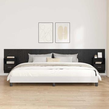 vidaXL Hoofdbord Met Kast 3 st Zwart Eiken Bewerkt hout, Huis en Inrichting, Slaapkamer | Bedden, Verzenden, Nieuw, Zwart, Hout