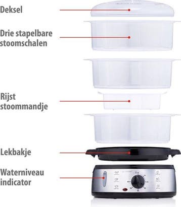 2dekans | alpina Stoomkoker 9L - Stomer 800W - Voedselstomer, Ophalen of Verzenden, Zo goed als nieuw