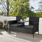 Tuinbank Monaco - Polyrotan zwart/grijs, Verzenden, Nieuw