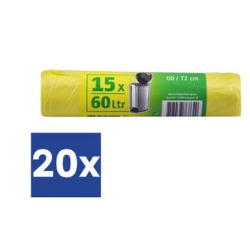 Pedaalemmer zakjes Geel - 60 Liter - 20 Rollen a 15 stuks, Ophalen of Verzenden, Nieuw