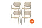 Set van 4 - Noa stapelbare naturel wicker dining tuinstoel -, Verzenden, Nieuw, Overige materialen