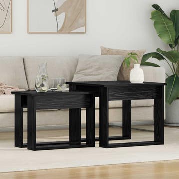 vidaXL Koffietafel Set 2 st Zwart Eiken 50 x 52 x 42 cm, Verzenden, Nieuw, Overige houtsoorten, 50 tot 100 cm