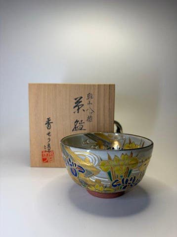Japanse Kyo Ware Chawan door Miyagawa Ksetsu – Kenzan-stijl