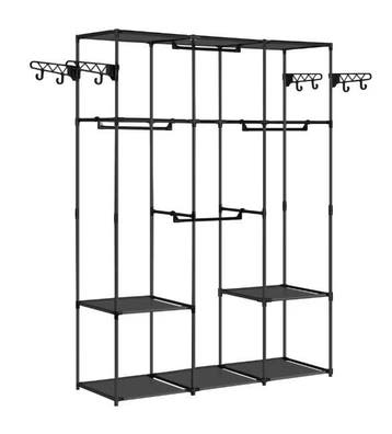 Zwarte open kledingkast met planken en metalen frame 178 cm, Verzenden, Nieuw
