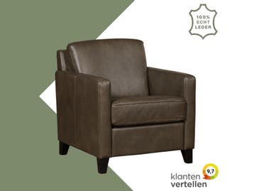 Leren fauteuil Smart - Granada Ash (grijs/bruin) - Poten, Nieuw, Ophalen of Verzenden, Bohemian, Eigentijds, Modern, Retro, 50 tot 75 cm