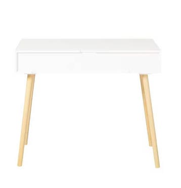 Bureau met 2 Lades – Compact MDF Werktafel Wit/Natuur 90 cm, Verzenden, Nieuw
