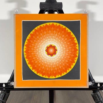 28 cm - Painting of Tibetan Tradition - Mandala Lotus -