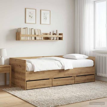 vidaXL Dagbed met lade met hoofdeinde Artisanaal eiken, Verzenden, Nieuw, Bruin, Hout